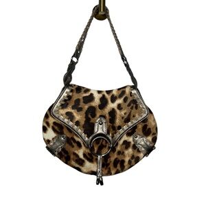 NWT Y2K Cole Haan leopard fur print suede purse boho western mob coachella